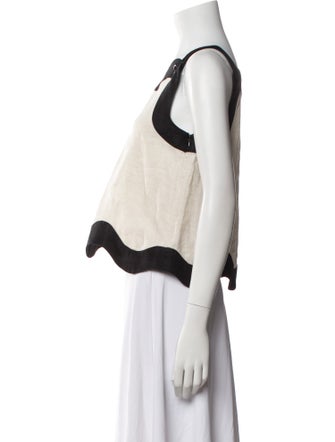 Staud Linen Scoop Neck Crop Top