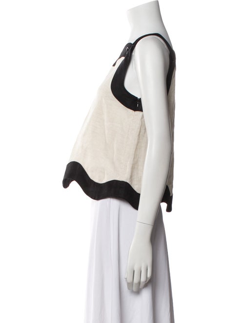 Staud Linen Scoop Neck Crop Top