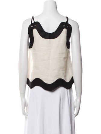 Staud Linen Scoop Neck Crop Top