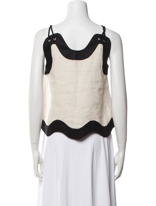 Staud Linen Scoop Neck Crop Top