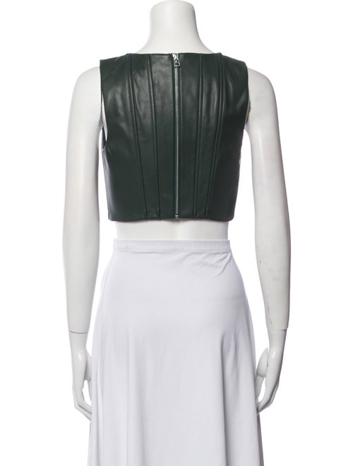 Staud Faux Leather Square Neckline Crop Top
