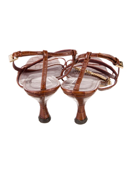 Staud Embossed Leather Chain-Link Accents Slingback Sandals