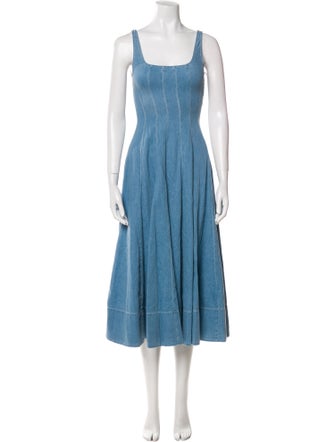Staud Square Neckline Midi Length Dress