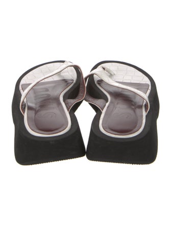 Staud Embossed Leather Flip Flops