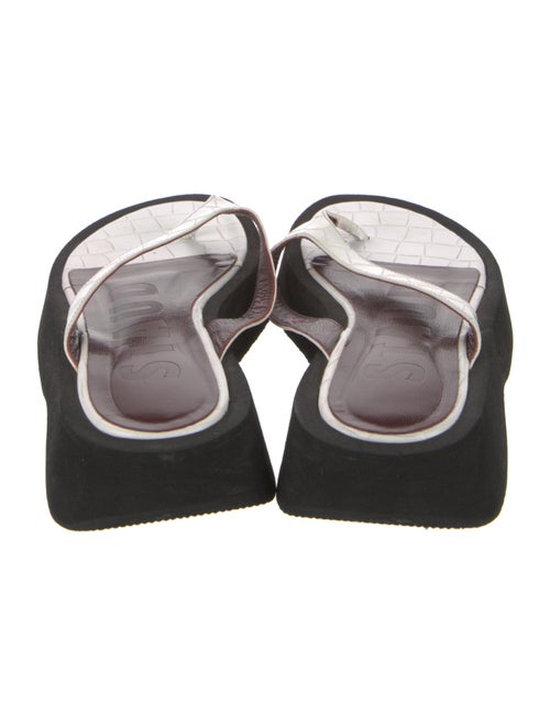 Staud Embossed Leather Flip Flops