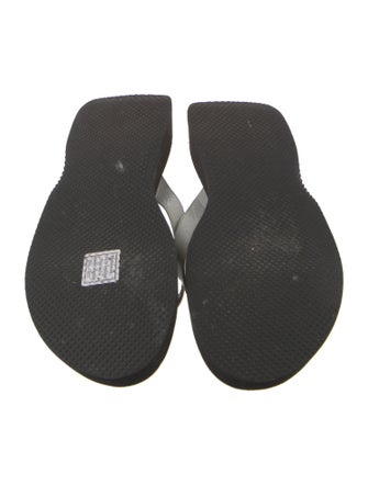 Staud Embossed Leather Flip Flops