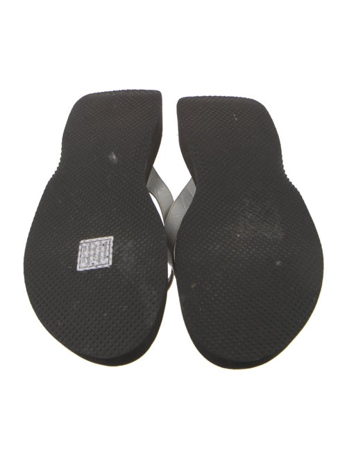 Staud Embossed Leather Flip Flops