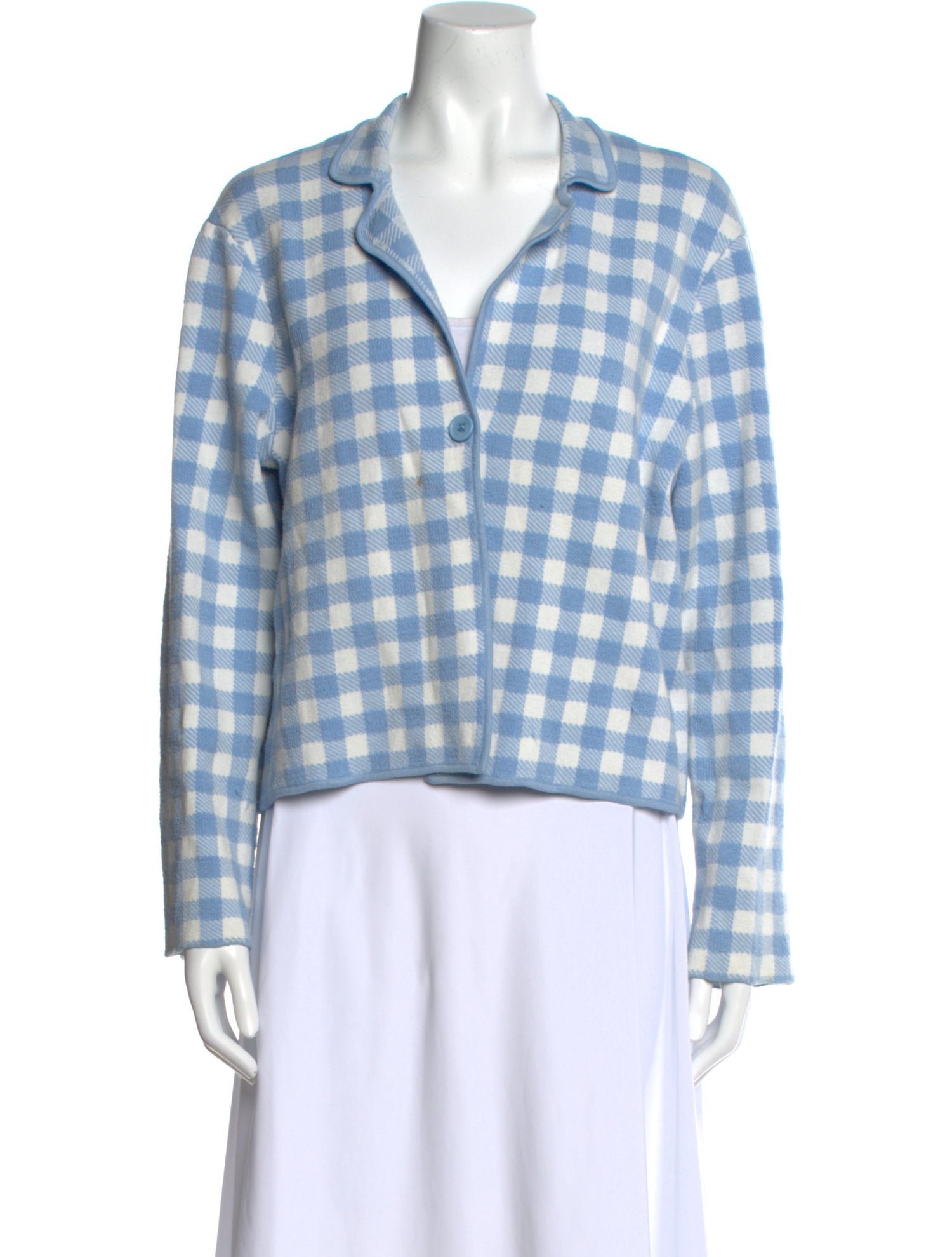 Staud Plaid Print V-Neck Sweater