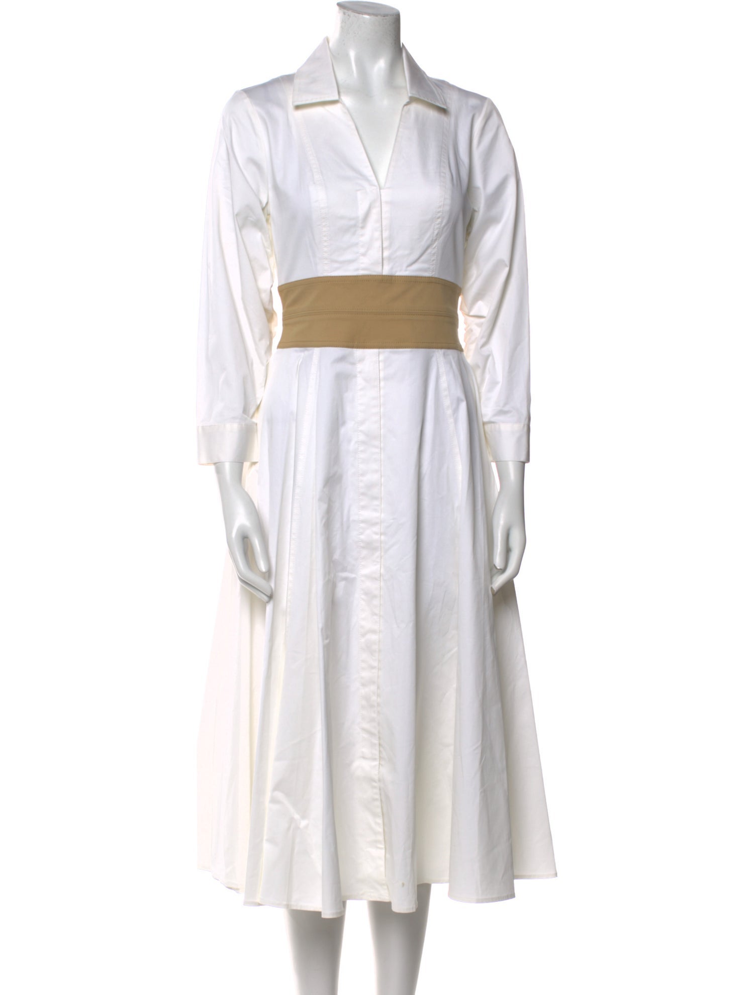 Staud V-Neck Midi Length Dress