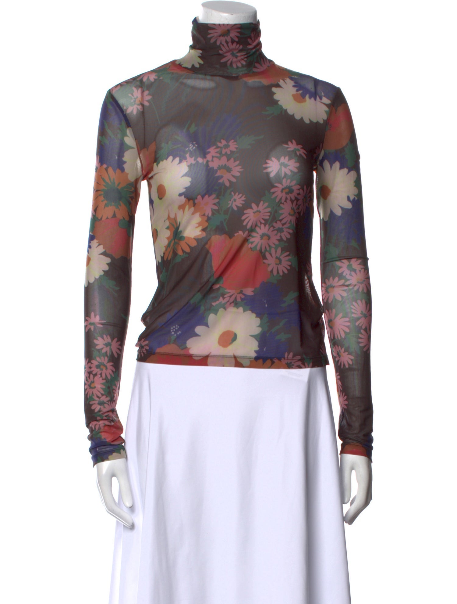 Staud Floral Print Turtleneck Top
