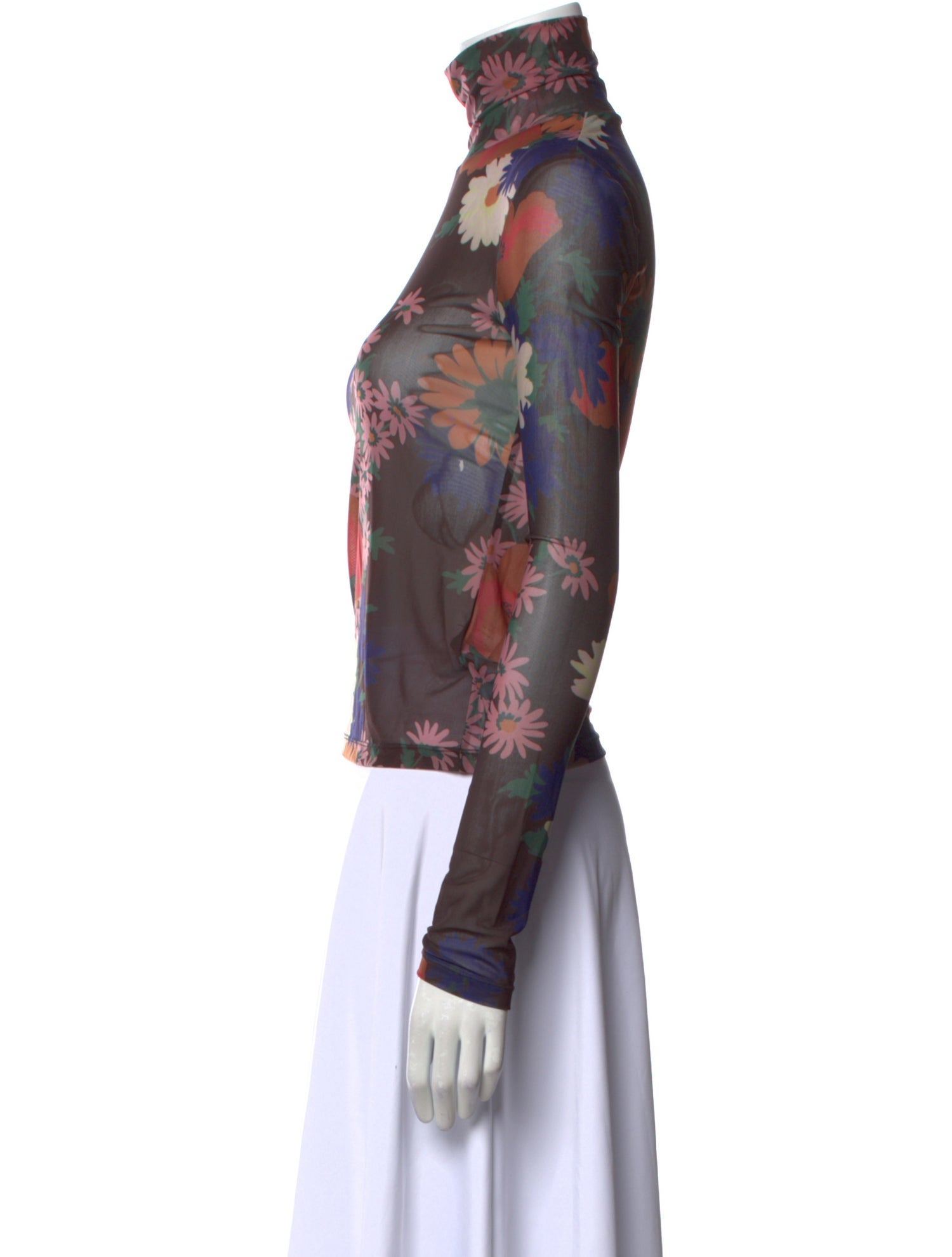 Staud Floral Print Turtleneck Top