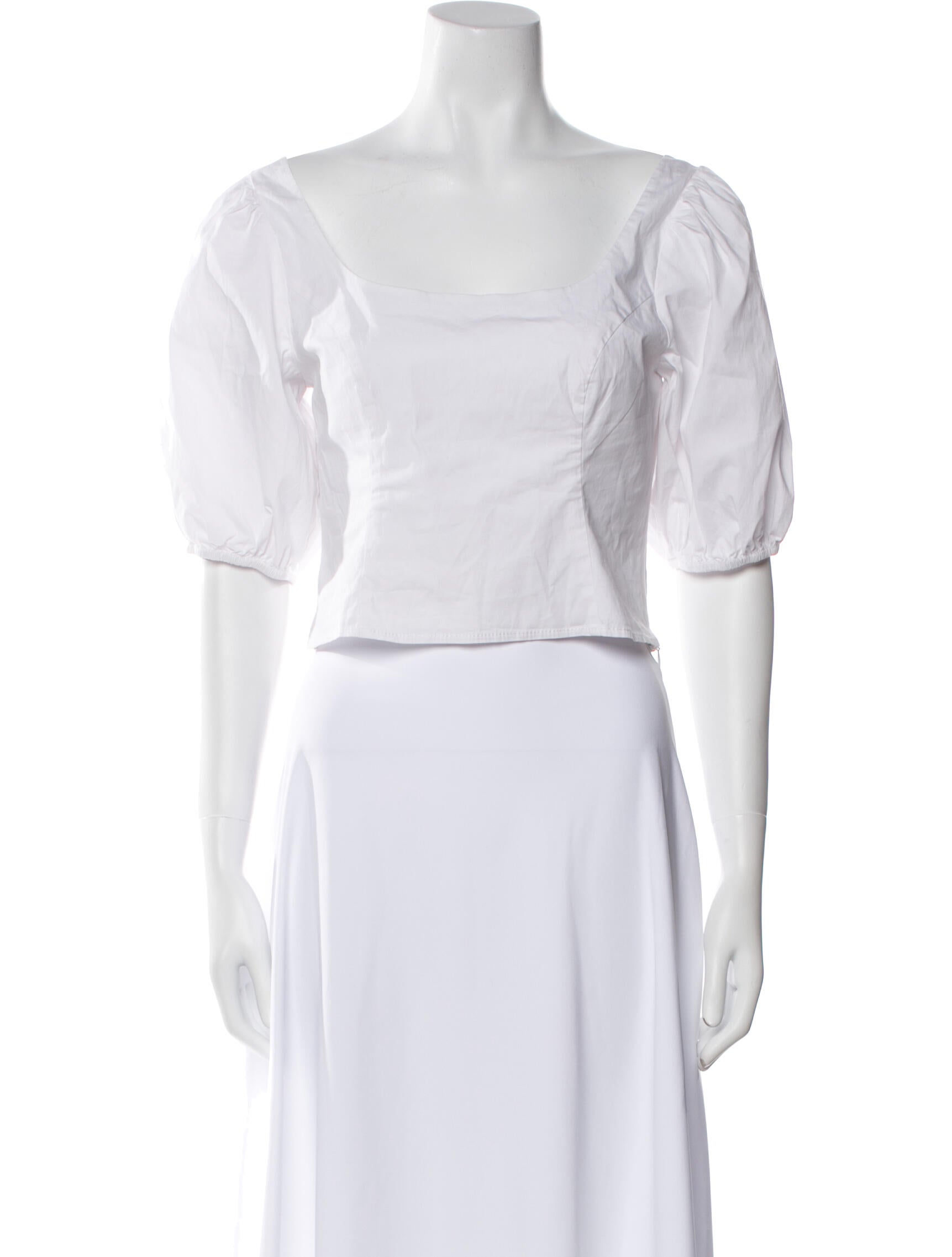 Staud Square Neckline Short Sleeve Crop Top