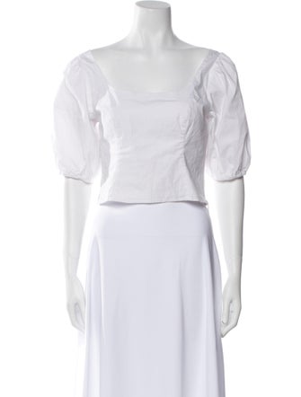 Staud Square Neckline Short Sleeve Crop Top