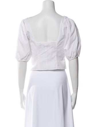 Staud Square Neckline Short Sleeve Crop Top