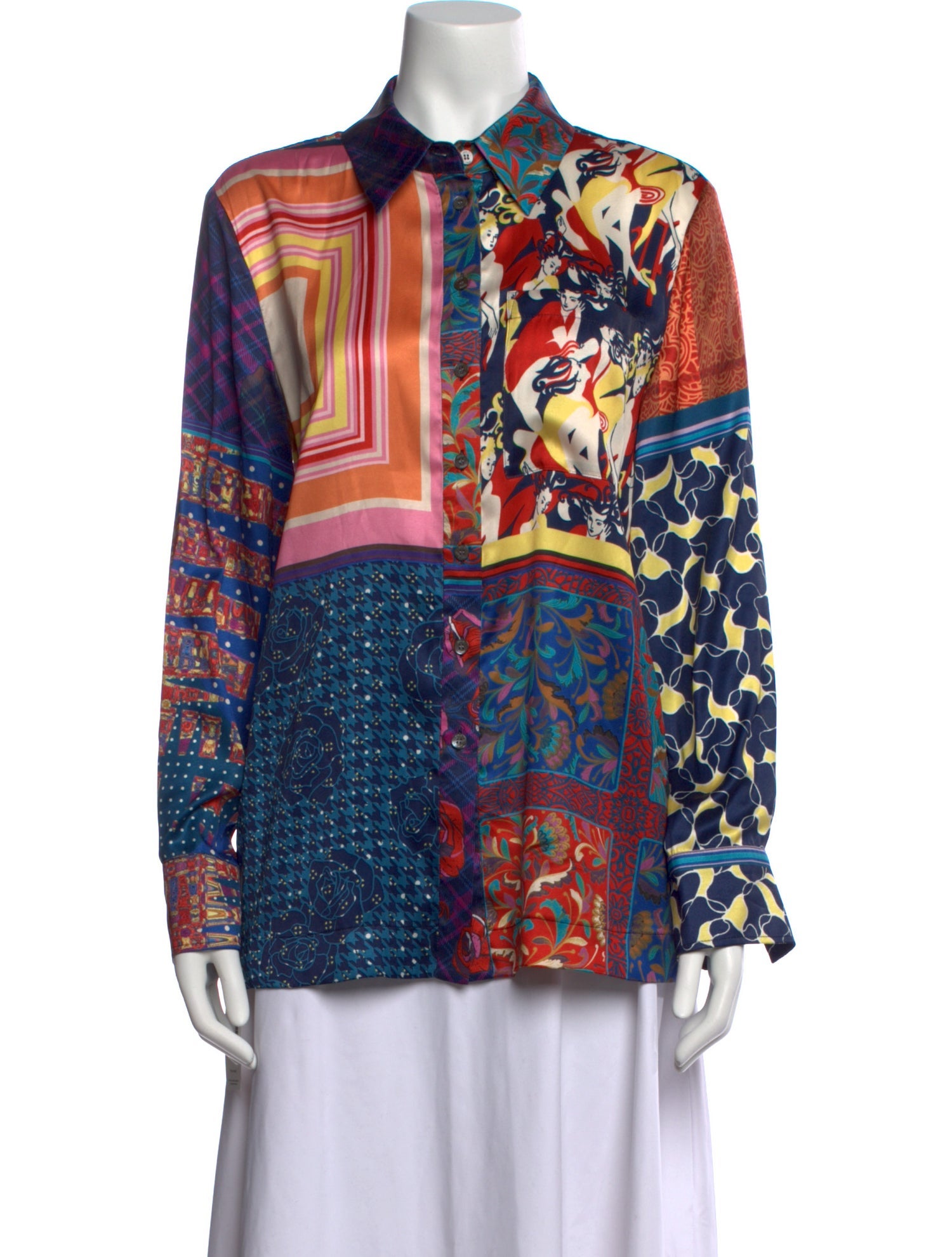 Staud Printed Long Sleeve Button-Up Top w/ Tags