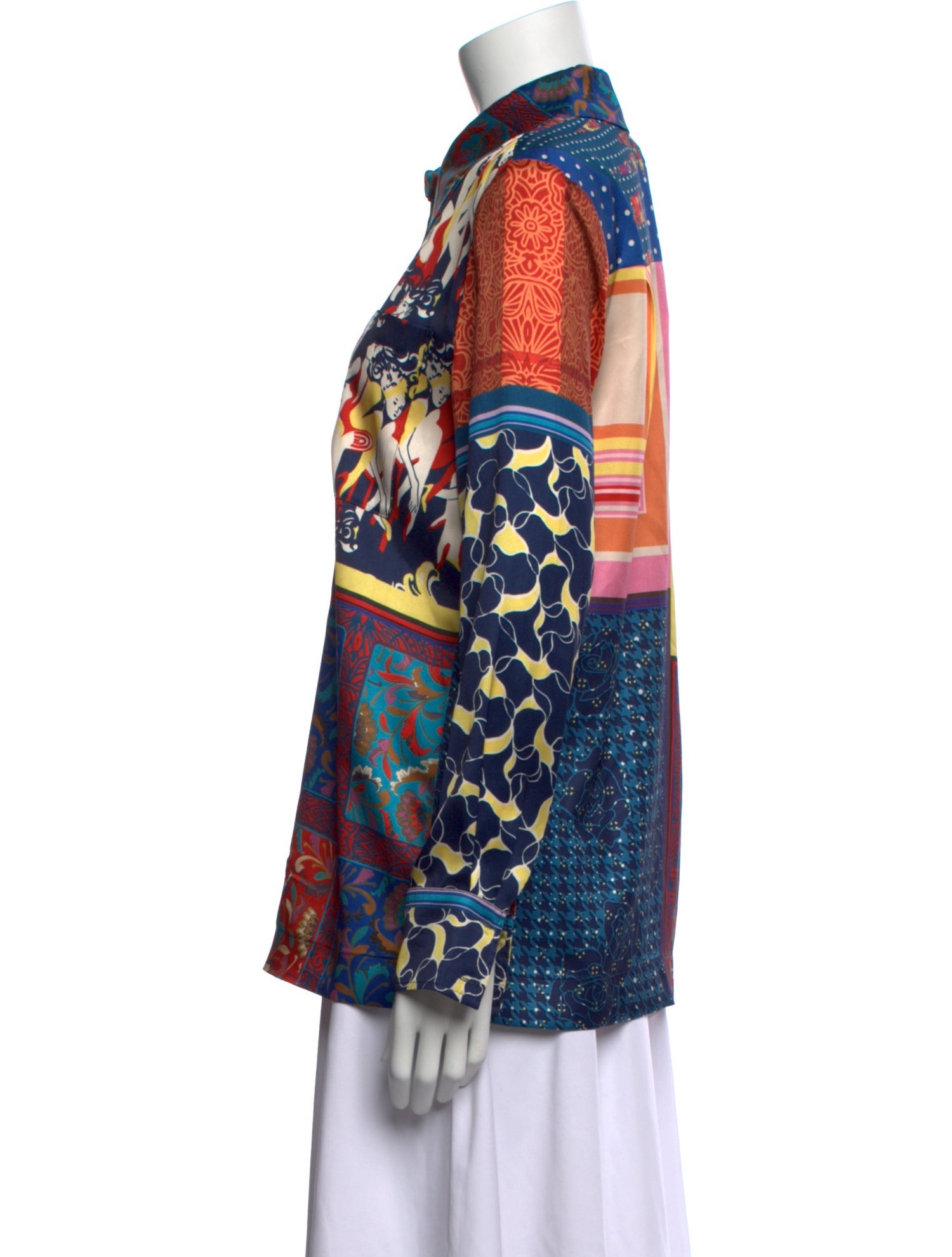 Staud Printed Long Sleeve Button-Up Top w/ Tags