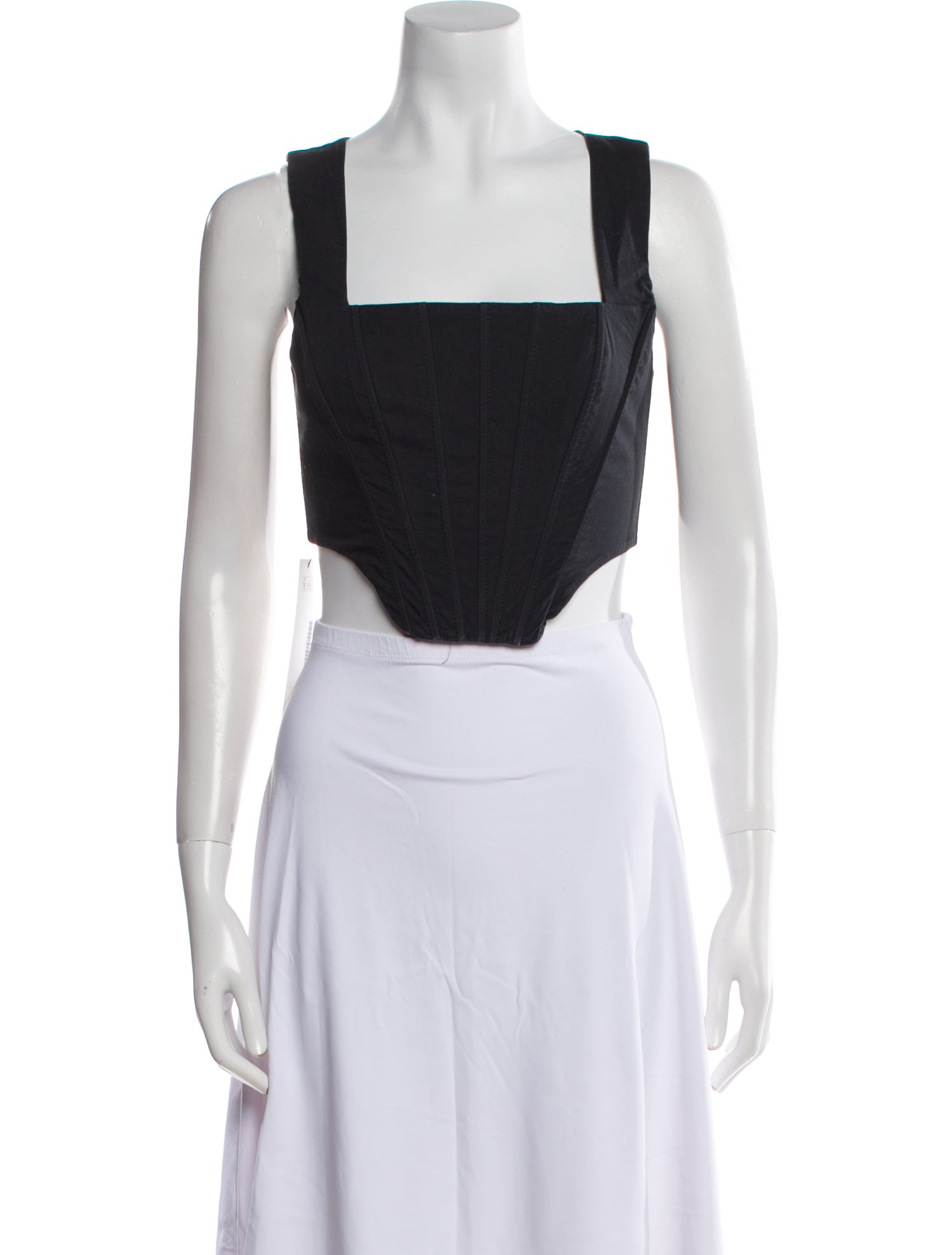 Staud Square Neckline Sleeveless Crop Top