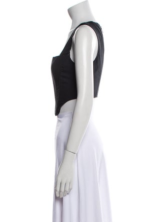 Staud Square Neckline Sleeveless Crop Top