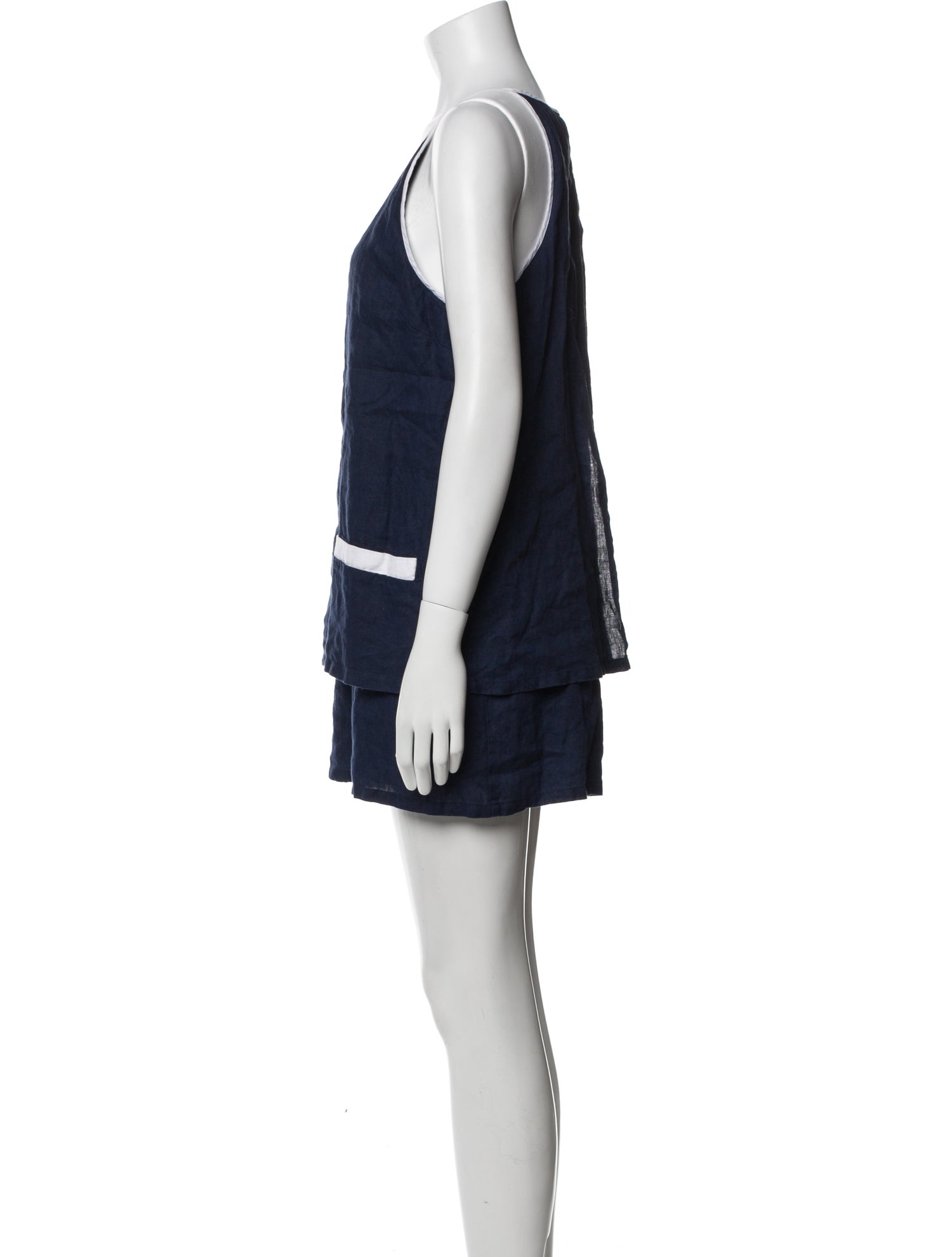 Staud Linen Scoop Neck Romper