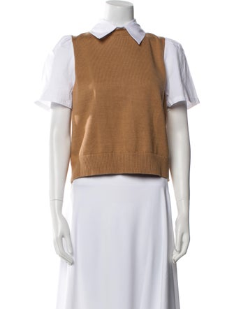 Staud V-Neck Short Sleeve Crop Top