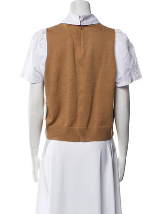 Staud V-Neck Short Sleeve Crop Top