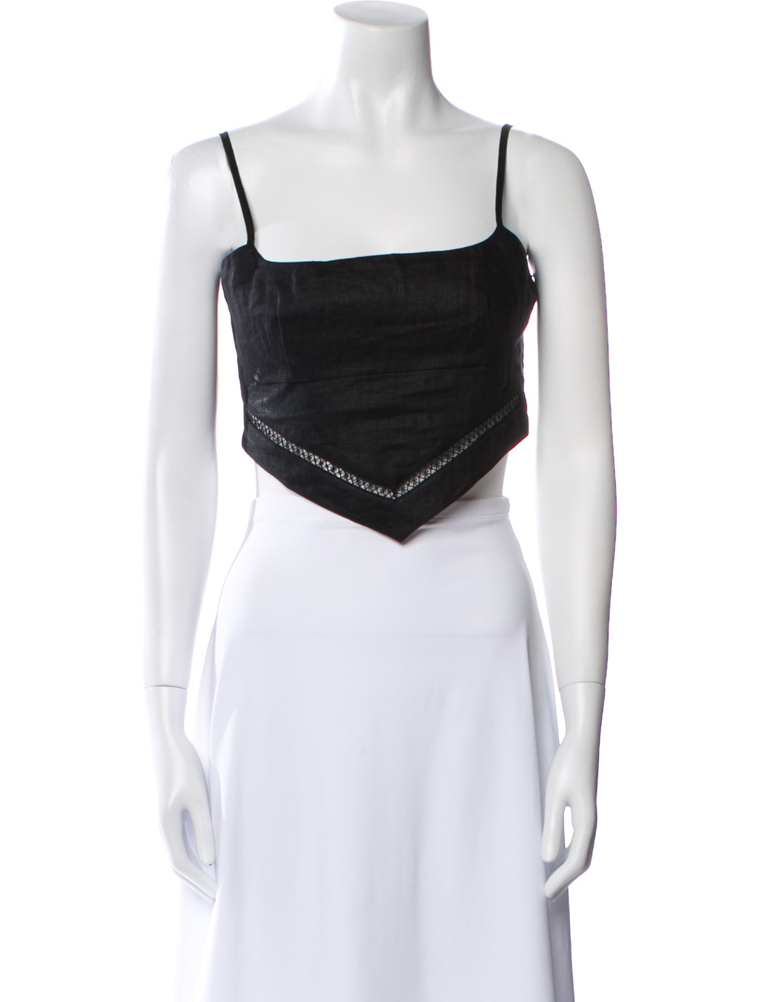 Staud Linen Square Neckline Crop Top