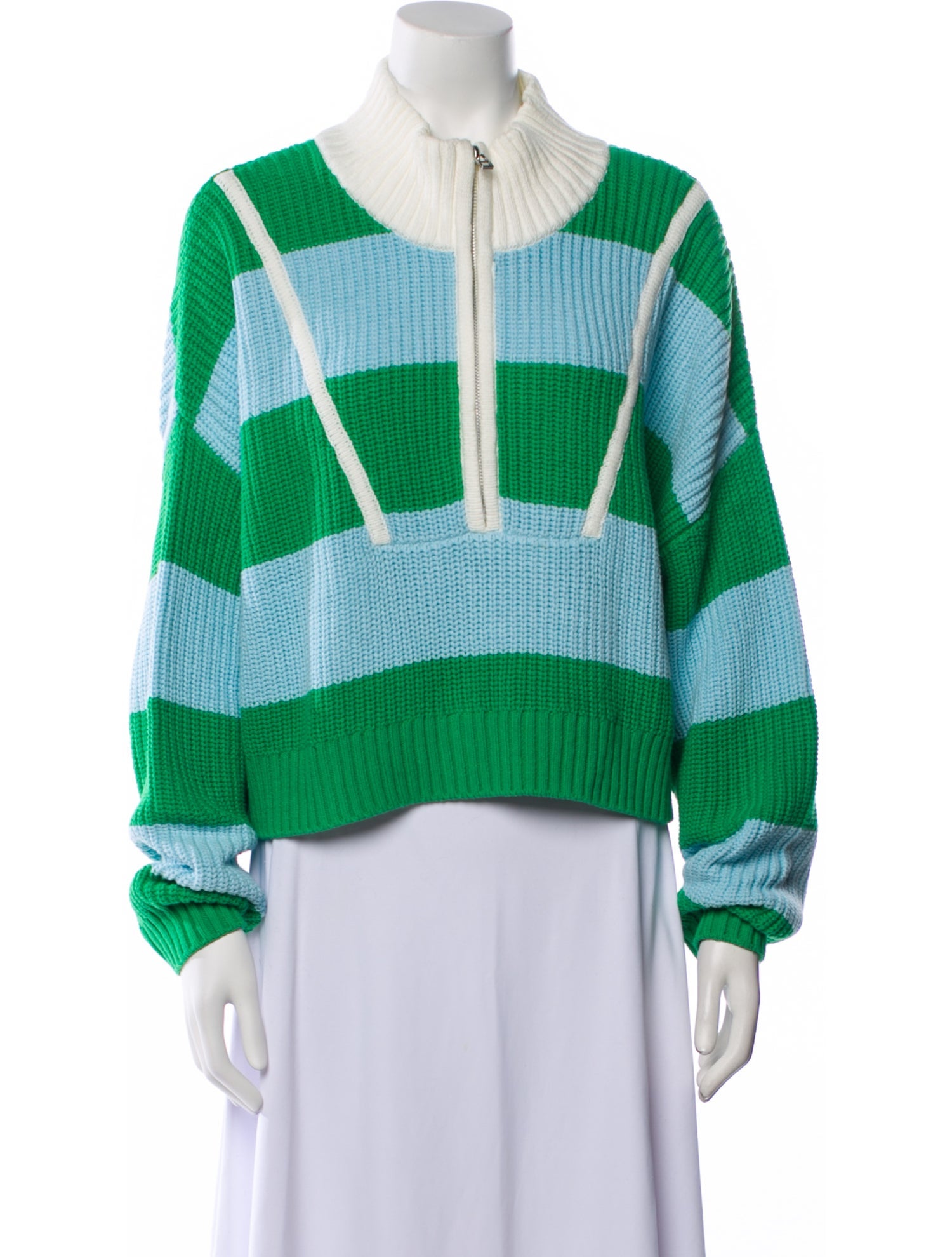 Staud Striped Mock Neck Sweater