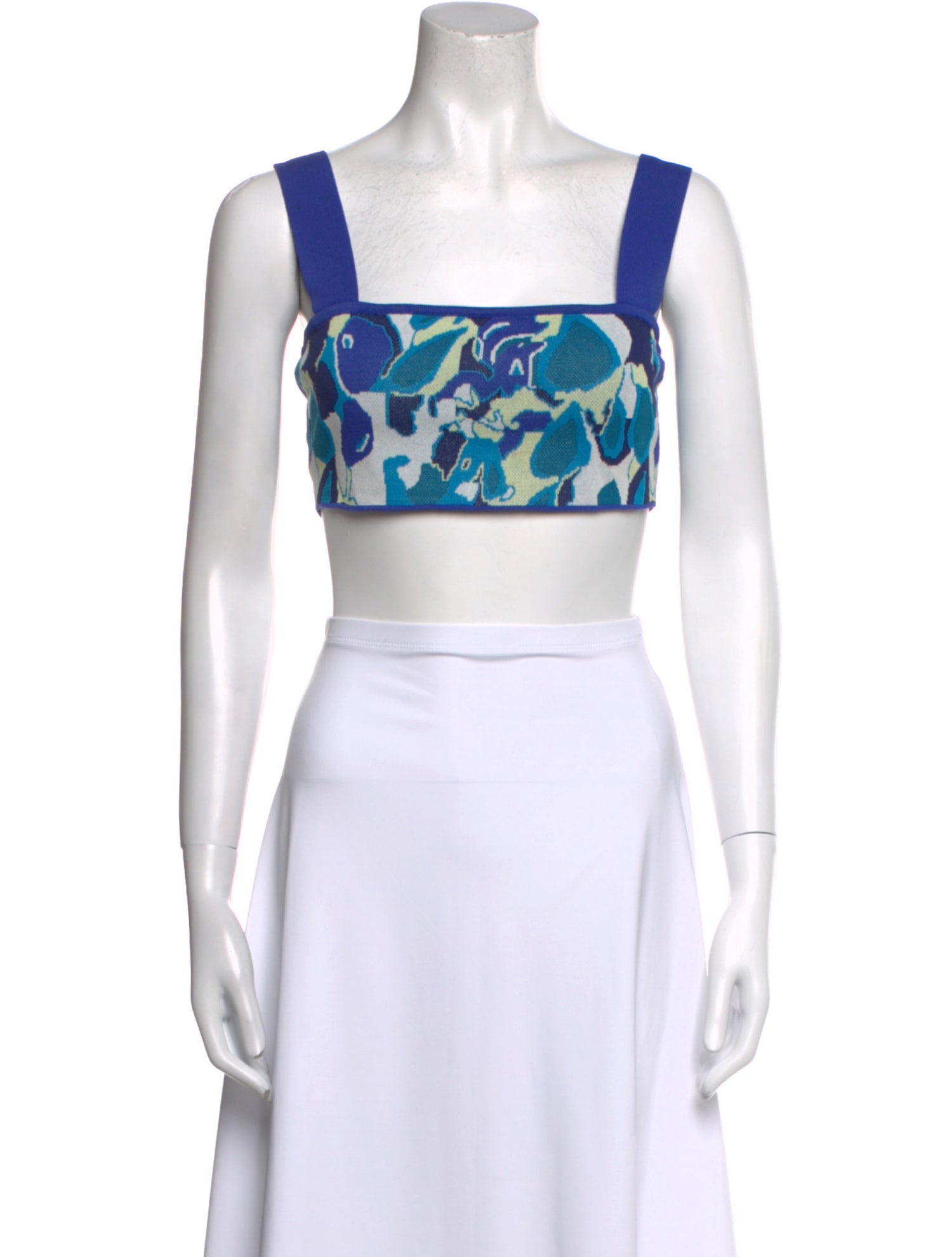 Staud Printed Square Neckline Crop Top