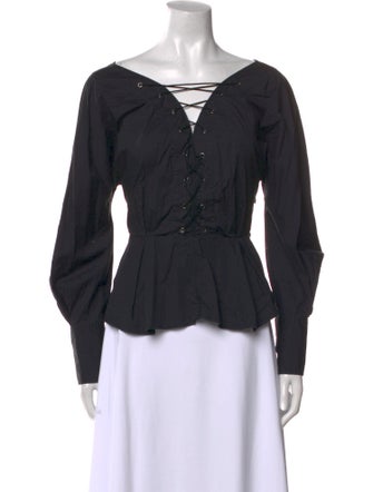 Staud V-Neck Long Sleeve Blouse