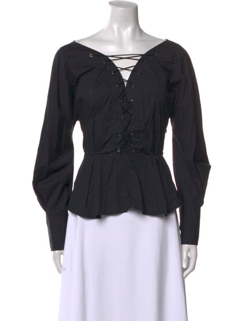 Staud V-Neck Long Sleeve Blouse