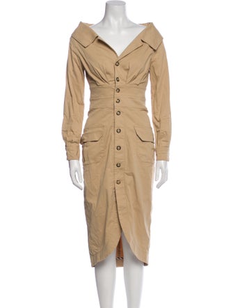 Staud V-Neck Midi Length Dress