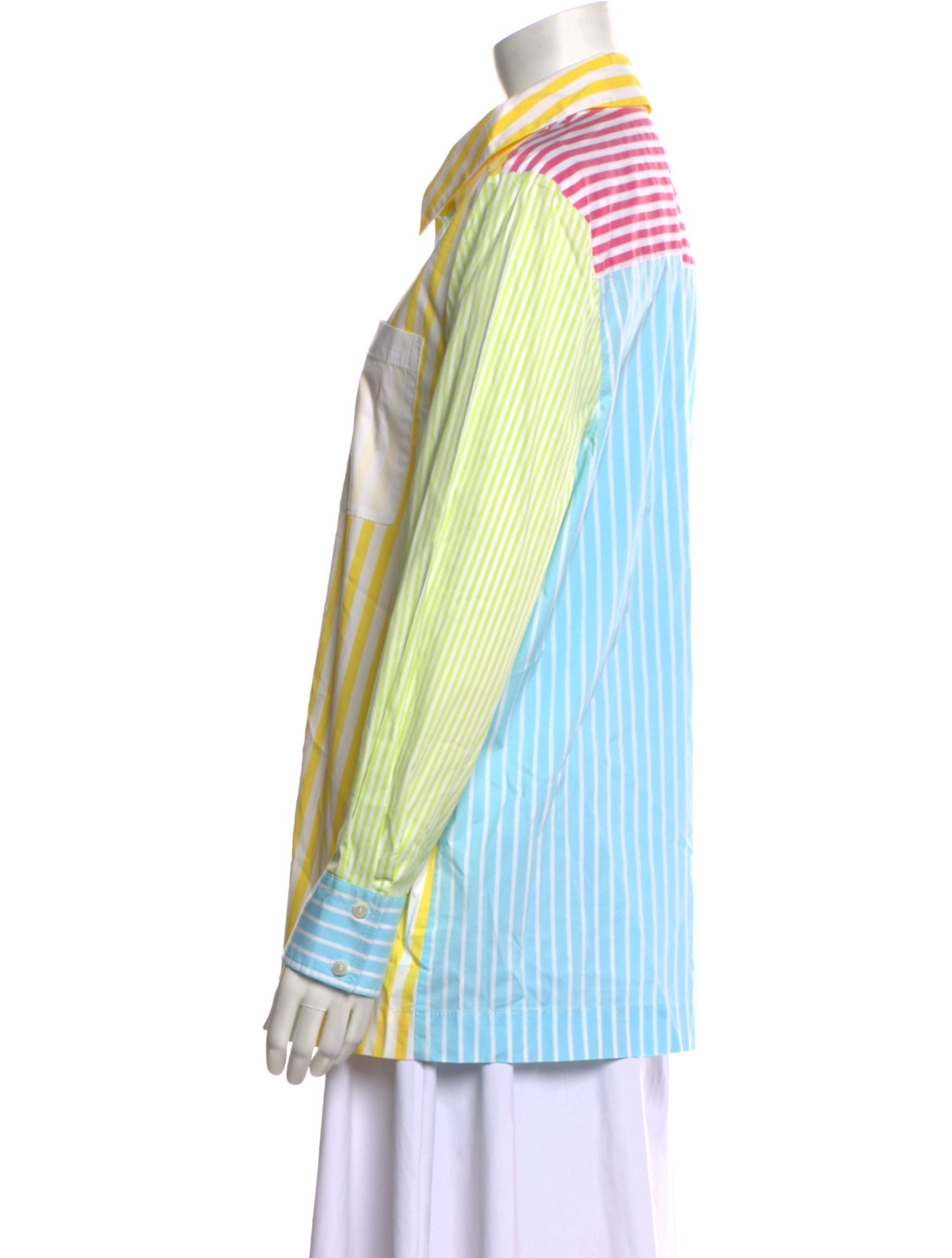 Staud Striped Long Sleeve Button-Up Top