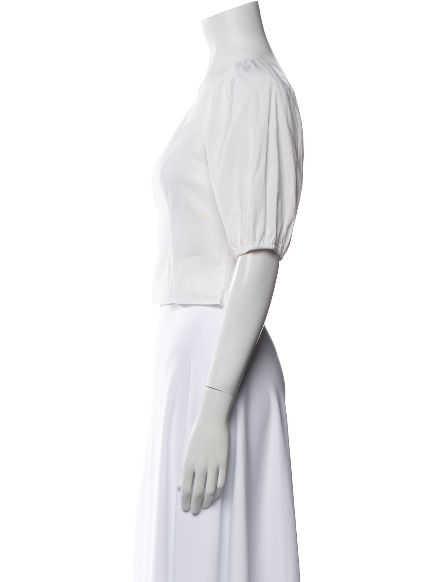 Staud Square Neckline Short Sleeve Crop Top