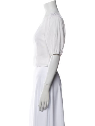 Staud Square Neckline Short Sleeve Crop Top