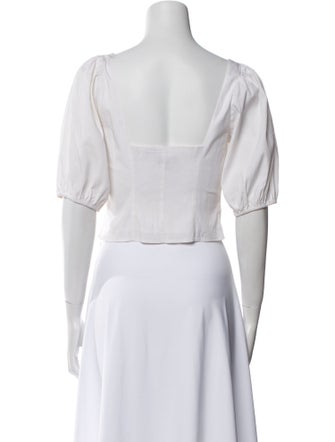 Staud Square Neckline Short Sleeve Crop Top