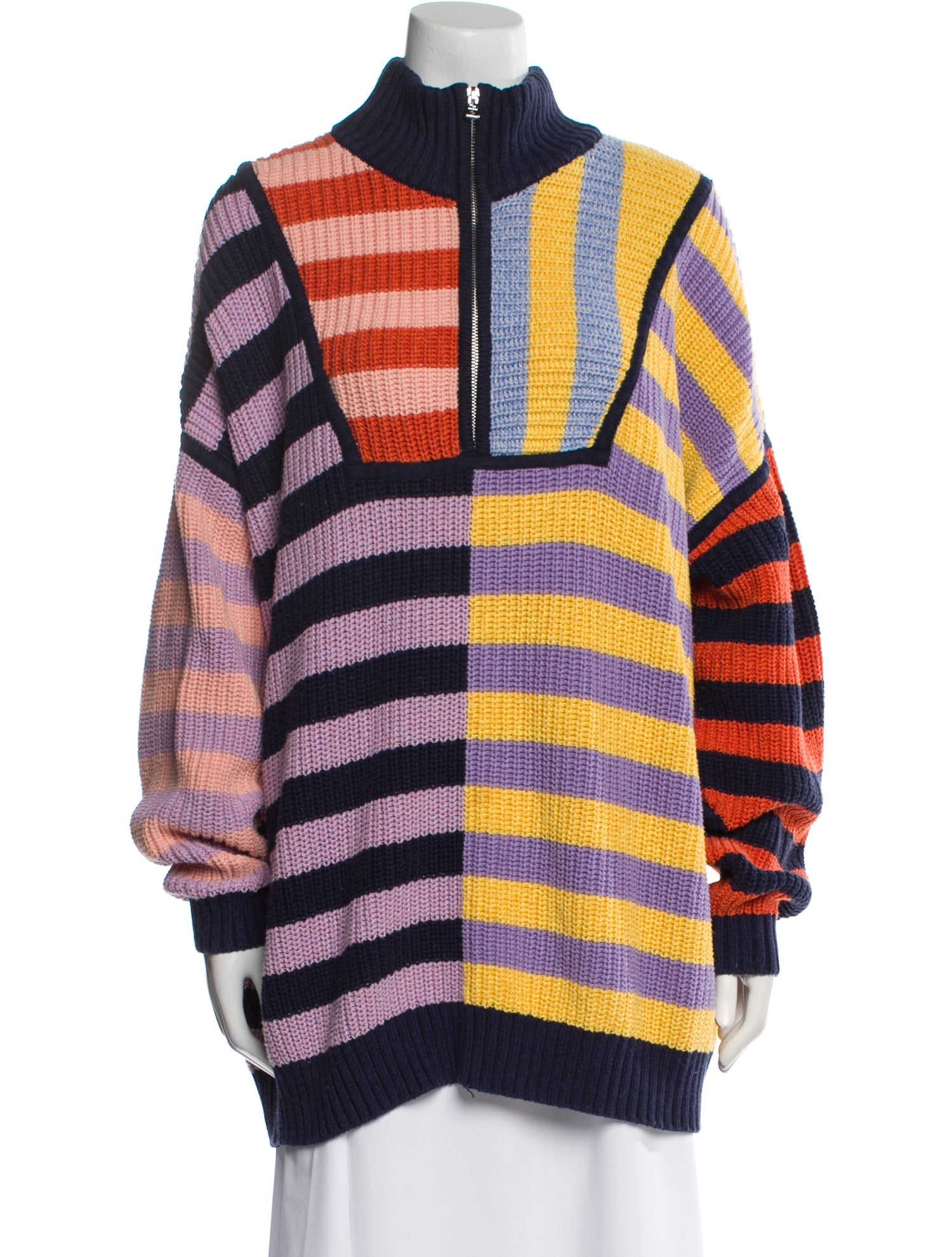 Staud Striped Mock Neck Sweater