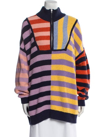 Staud Striped Mock Neck Sweater