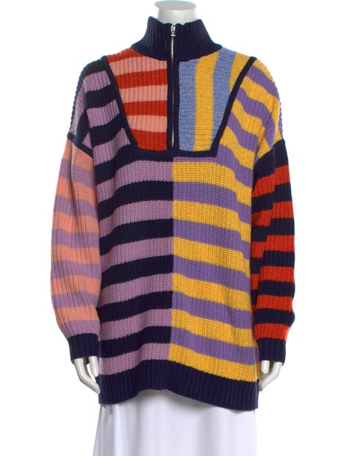 Staud Striped Mock Neck Sweater
