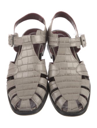 Staud Embossed Leather Slingback Sandals