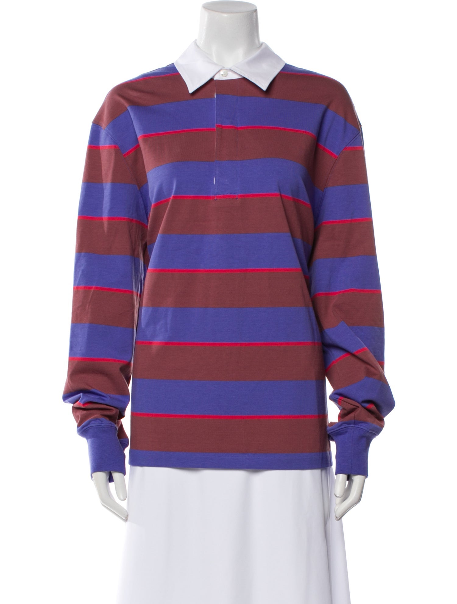 Staud Striped Long Sleeve Polo w/ Tags