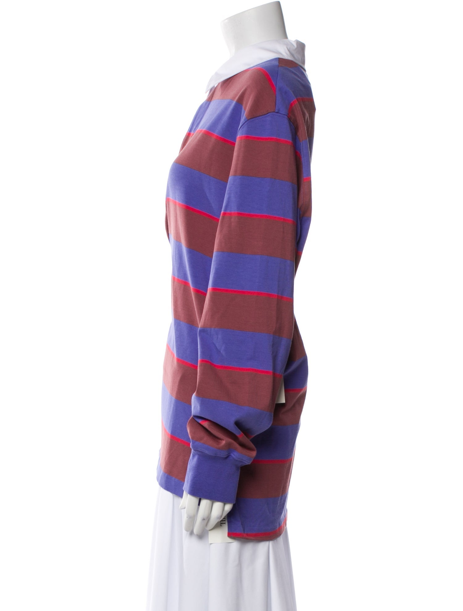 Staud Striped Long Sleeve Polo w/ Tags