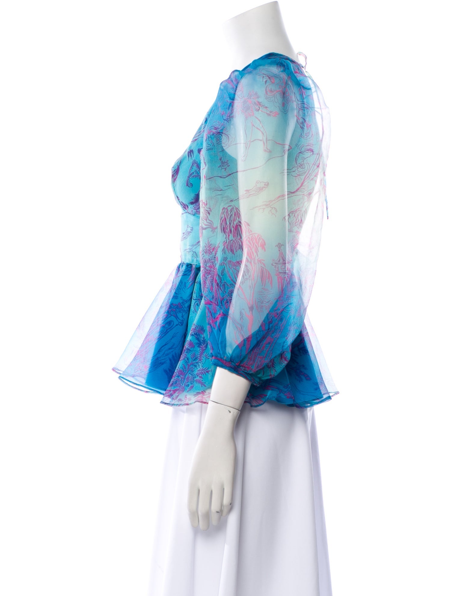 Staud Printed V-Neck Blouse