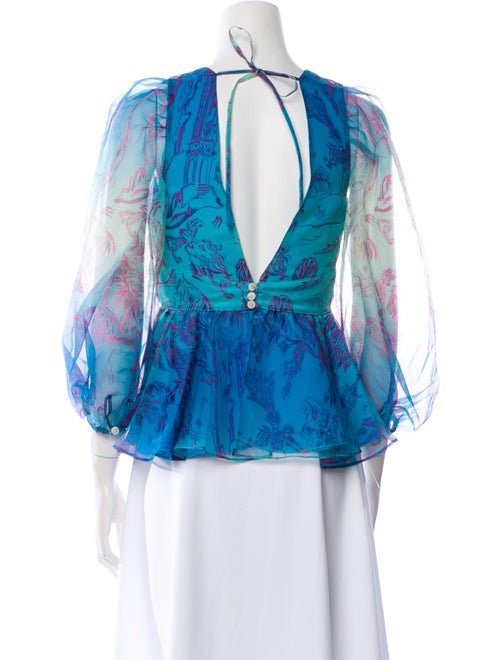 Staud Printed V-Neck Blouse