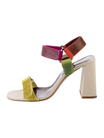 Staud Leather Colorblock Pattern Slingback Sandals