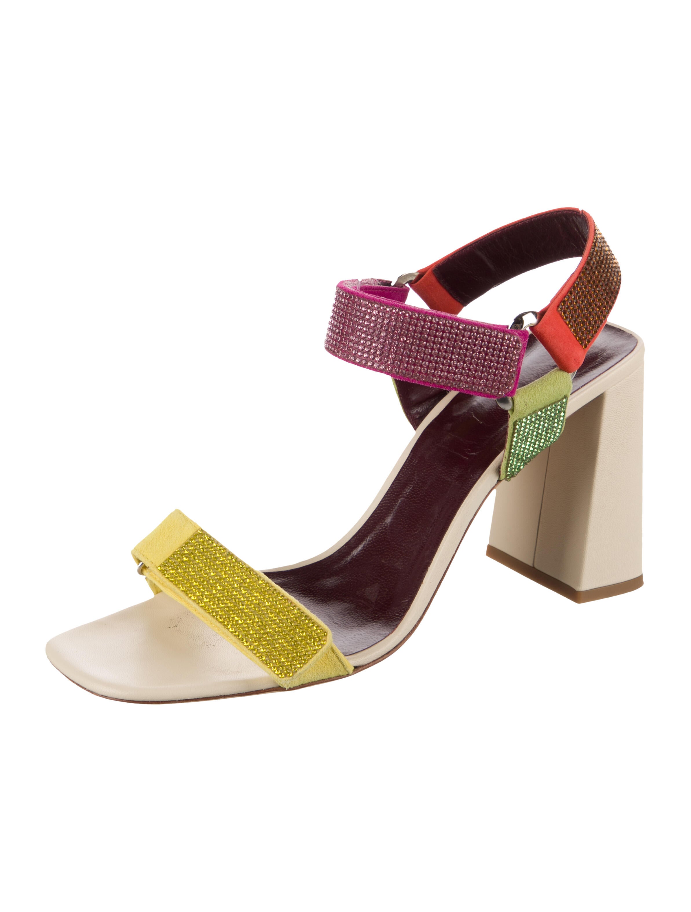 Staud Leather Colorblock Pattern Slingback Sandals