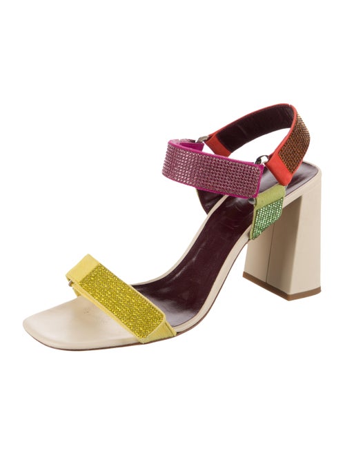 Staud Leather Colorblock Pattern Slingback Sandals
