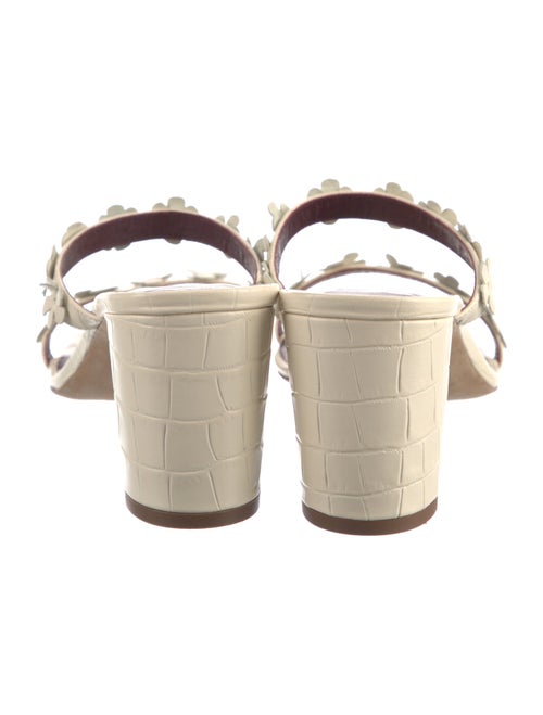 Staud Embossed Leather Ruffle Embellishment Slides