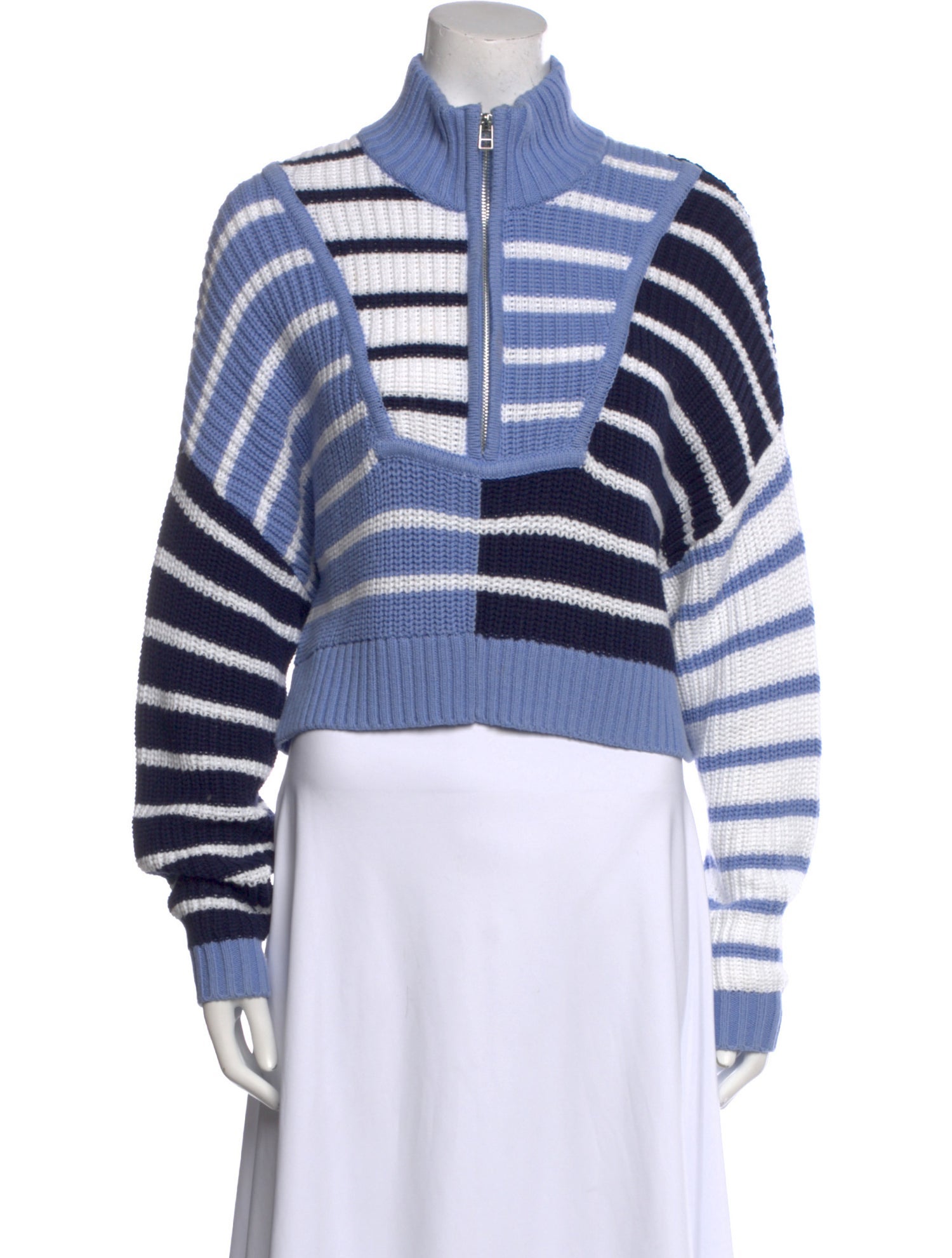 Staud Striped Mock Neck Sweater