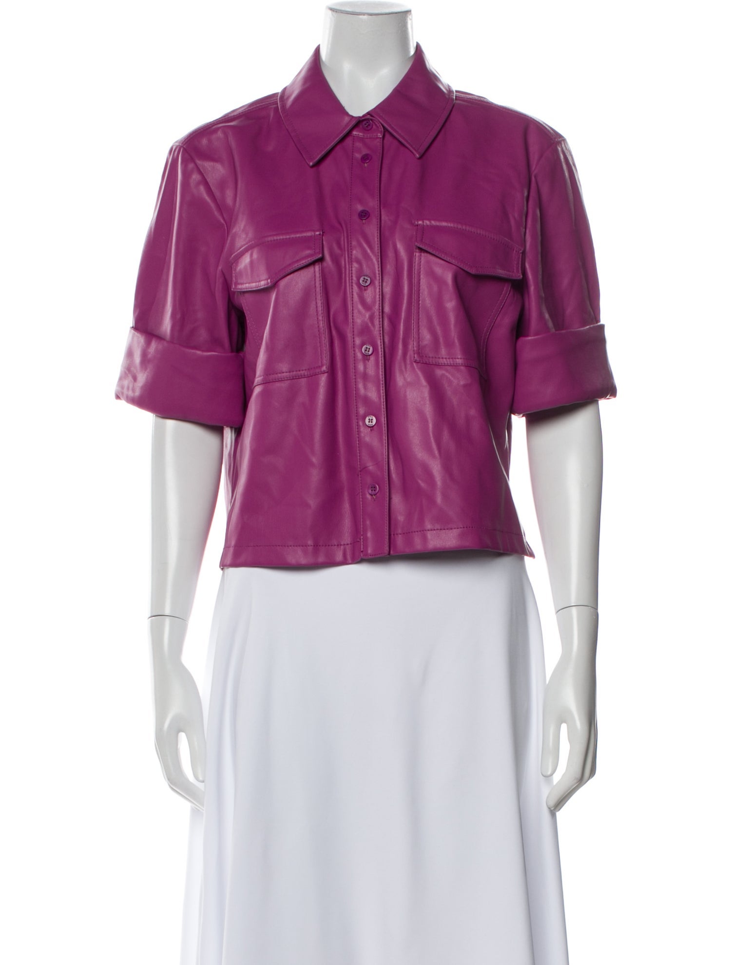 Staud Short Sleeve Button-Up Top