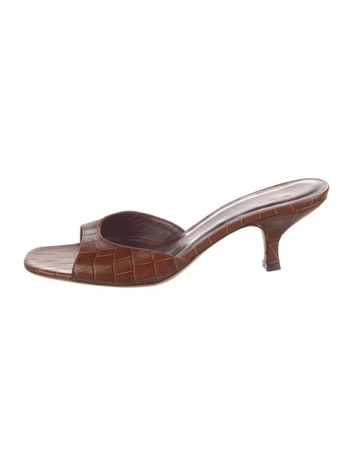 Staud Embossed Leather Slides